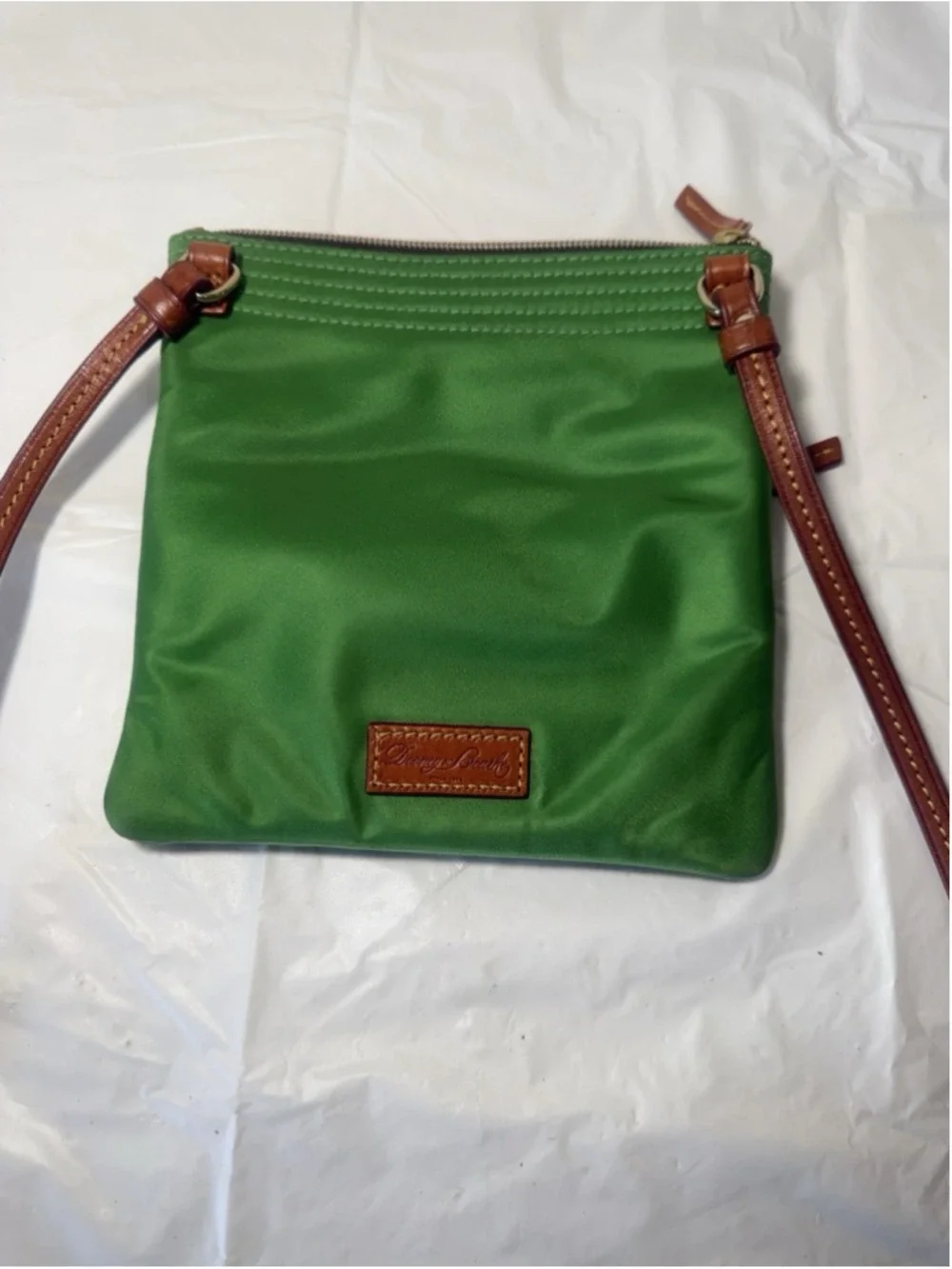 Dooney & Bourke Green Nylon North South Triple Zip Shoulder Crossbody Bag Purse